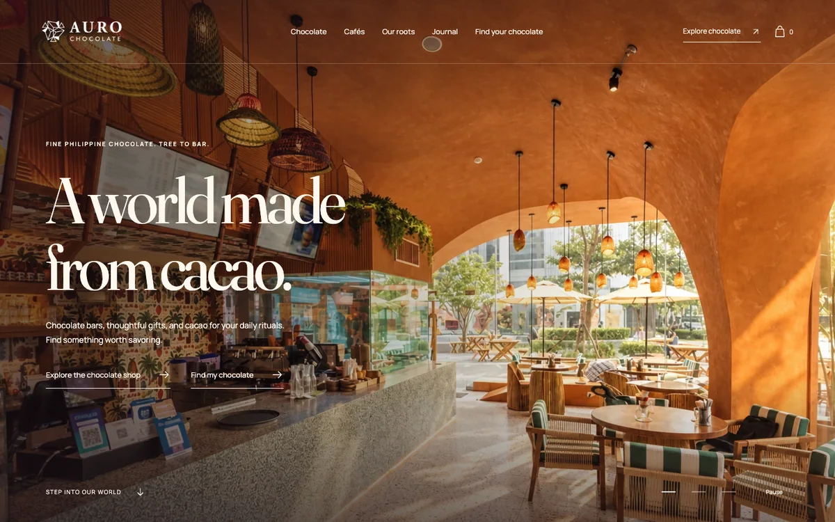 Auro Chocolate independent website concept